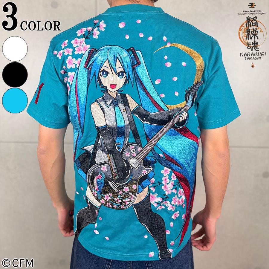 絡繰魂 × 初音ミク 【初音ミク】 桜満開 TEE Tシャツ 半袖 M L XL XXL