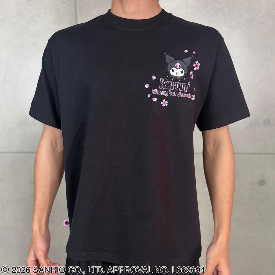 絡繰魂 × クロミコラボ 半袖Tシャツ 桜 ドクロ 262090 KUROMI サンリオ