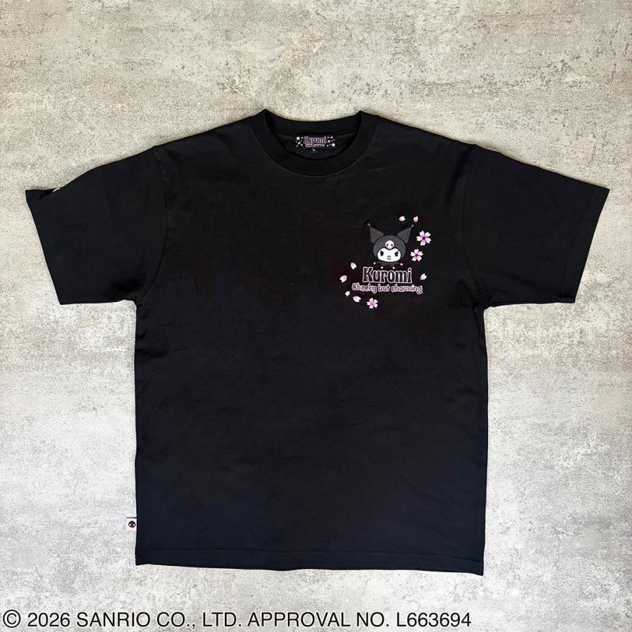 絡繰魂 × クロミコラボ 半袖Tシャツ 桜 ドクロ 262090 KUROMI サンリオ