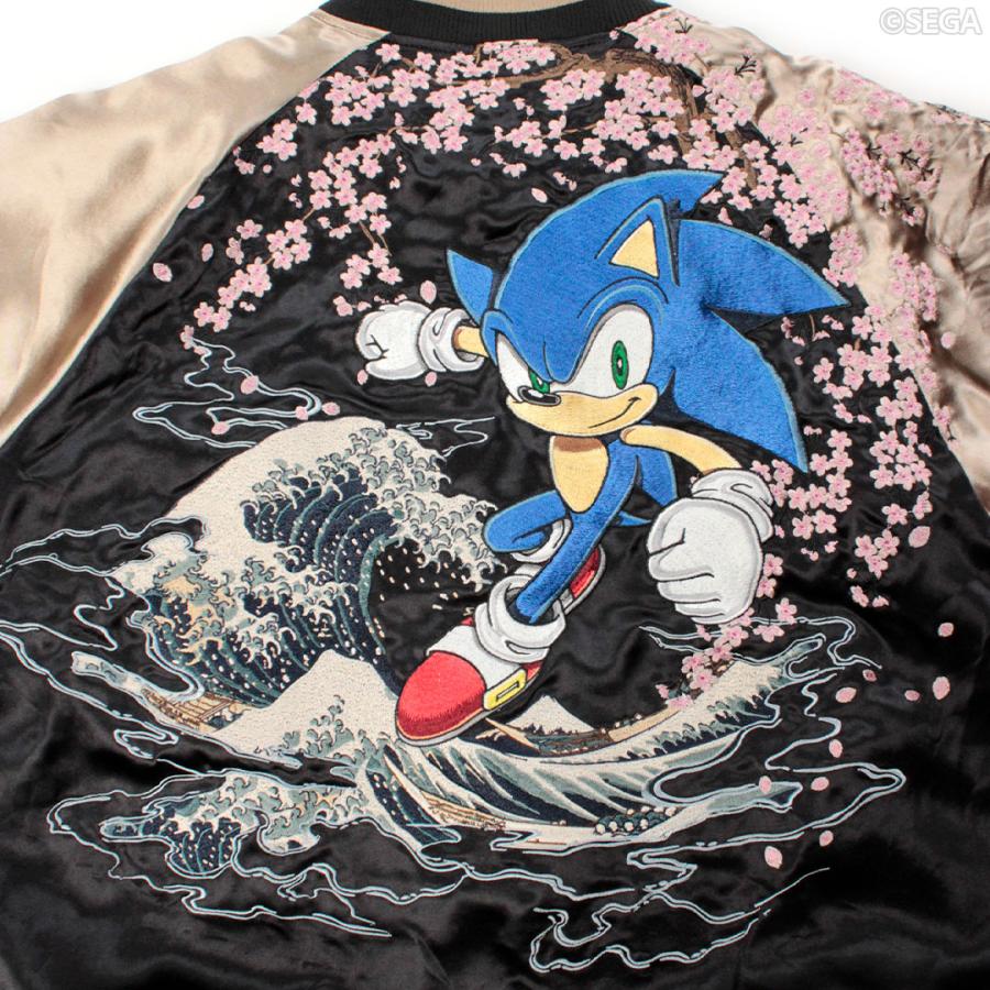 絡繰魂 × ソニック コラボ SONIC IN THE HOKUSAI スカジャン ソニック