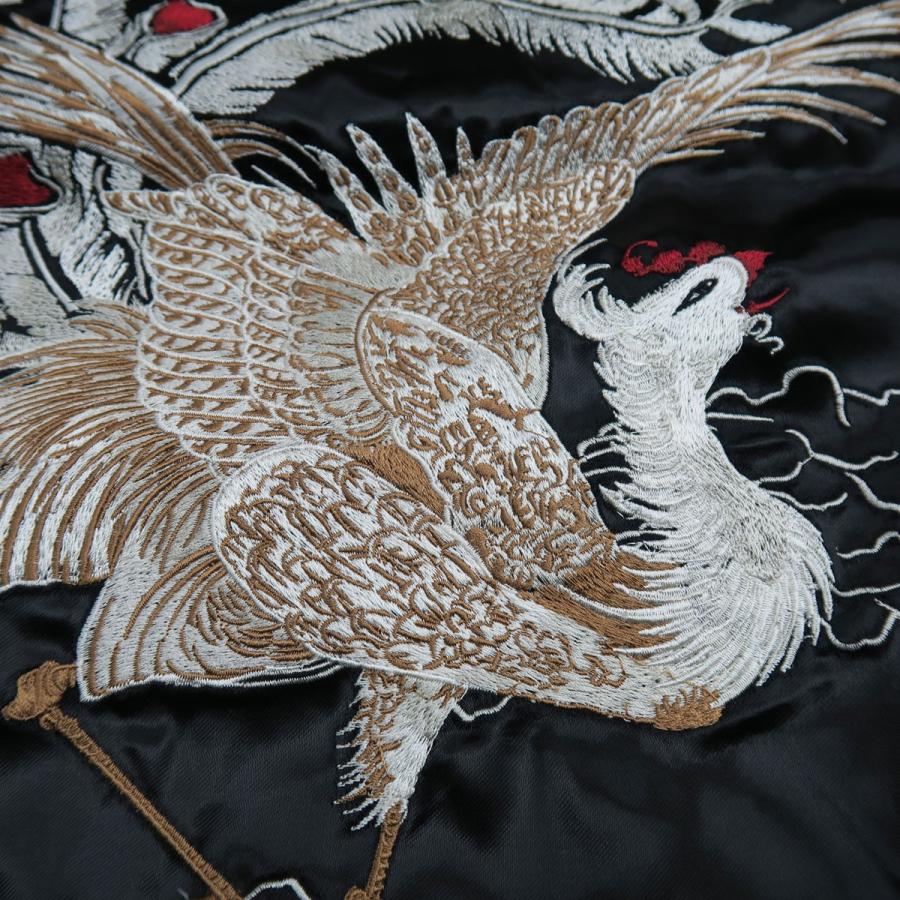 絡繰魂 鳳凰刺繍スカジャン 鶏 黒 284027-25 カラクリタマシイ 絡繰魂 鳳凰刺繍スカジャン 鶏 黒 284027-25 カラクリタマシイ