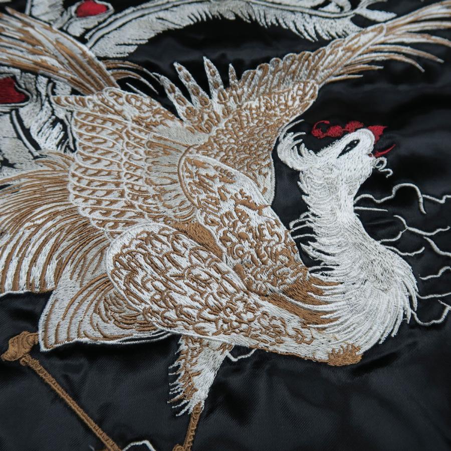 絡繰魂 鳳凰刺繍スカジャン 鶏 黒 284027-25 カラクリタマシイ｜wanwan｜06