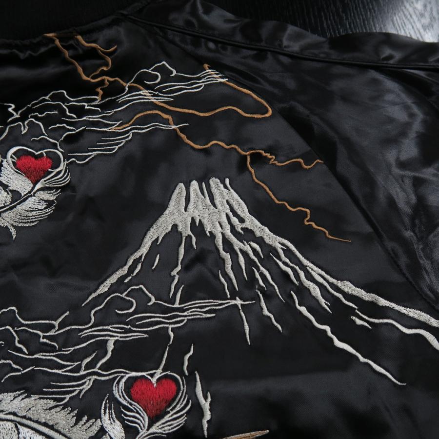 絡繰魂 鳳凰刺繍スカジャン 鶏 黒 284027-25 カラクリタマシイ 絡繰魂 鳳凰刺繍スカジャン 鶏 黒 284027-25 カラクリタマシイ