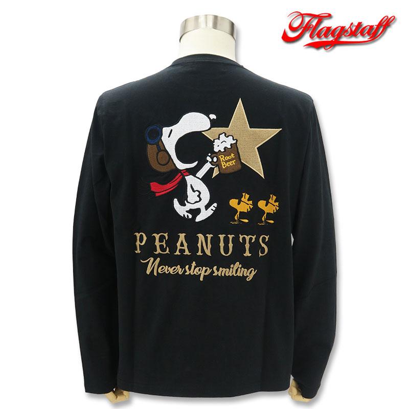 Flag staff（フラッグスタッフ） スヌーピー 刺繍 長袖 Tシャツ SNOOPY