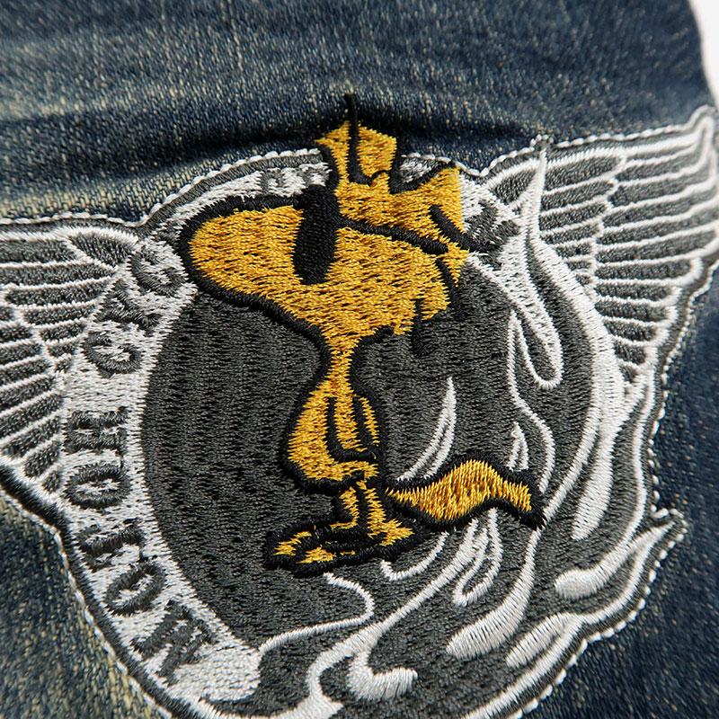 スヌーピー×フラッグスタッフ刺繍ストレッチデニムパンツ Flagstaff