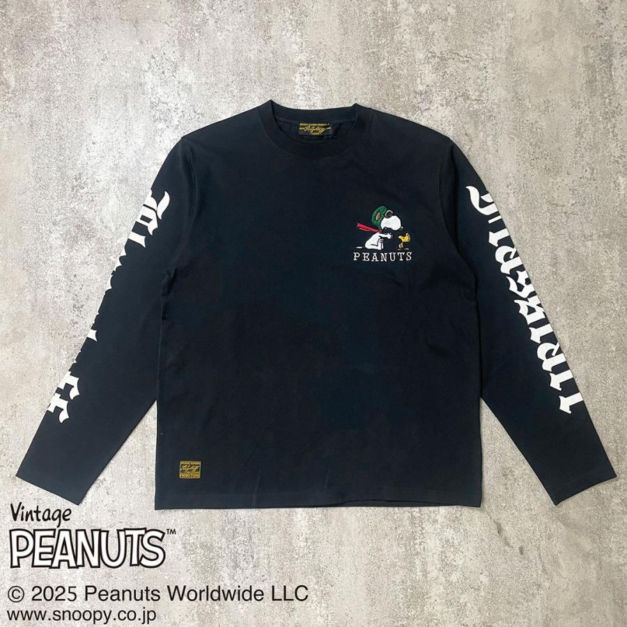 FLAGSTUFF フラッグスタッフ ロゴ刺繍 バイクプリント ブラック XL Flag staff（フラッグスタッフ） SNOOPY×Flag Staff PEANUTS BIKER TEE