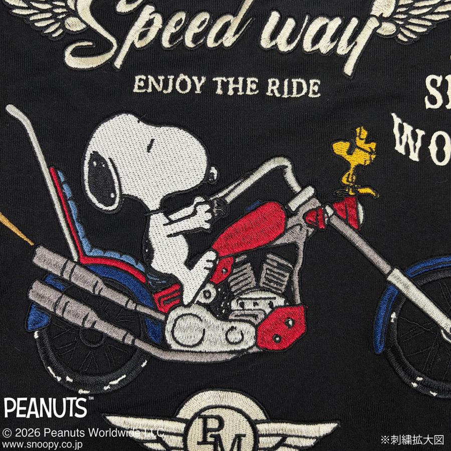 【希少】BOOTLEGGERSシャンブレーシャツSNOOPY刺繍 Fordパッチ Flag staff（フラッグスタッフ） SNOOPY×Flag Staff PEANUTS BIKER TEE