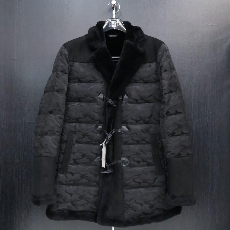 25％OFF】 サンタフェ 本革ムートンダウンジャケット 黒迷彩柄 54105