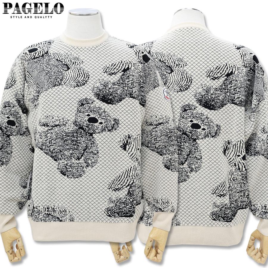 パジェロ PAGELO クマ デザイン クルーネック ニット M L LLサイズ 56