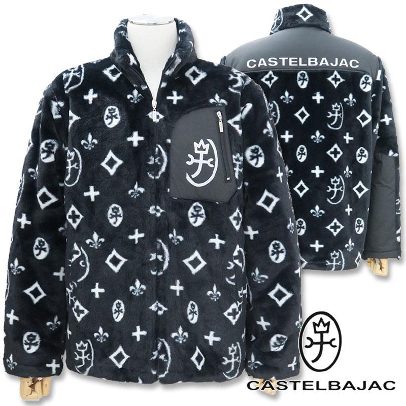 カステルバジャック モノグラムエコファーブルゾン 黒 CASTELBAJAC（カステルバジャック） ファー プリント ブルゾン