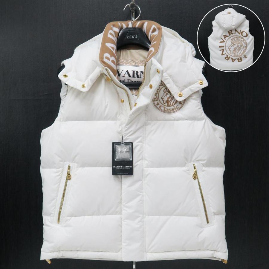 バーニヴァーノ ライオン刺繍ダウンベスト 白 ファッション Lサイズ Baw Idv3400 01 メンズファッション Baw Idv3400