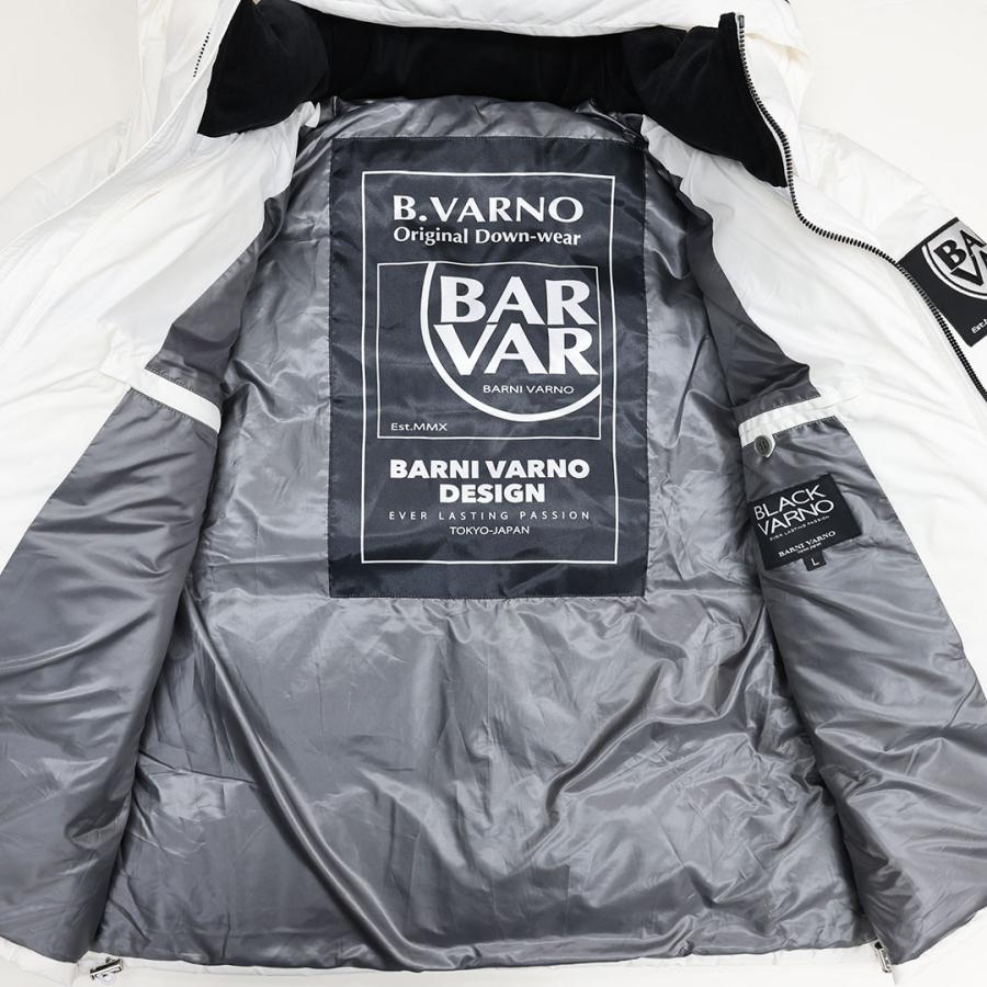 バーニヴァーノ BARNI VARNO ロゴ デザイン ダウンジャケット Lサイズ BAW-LDB4506 ホワイト ブラック ダウン ジャケット アウター 秋冬の画像