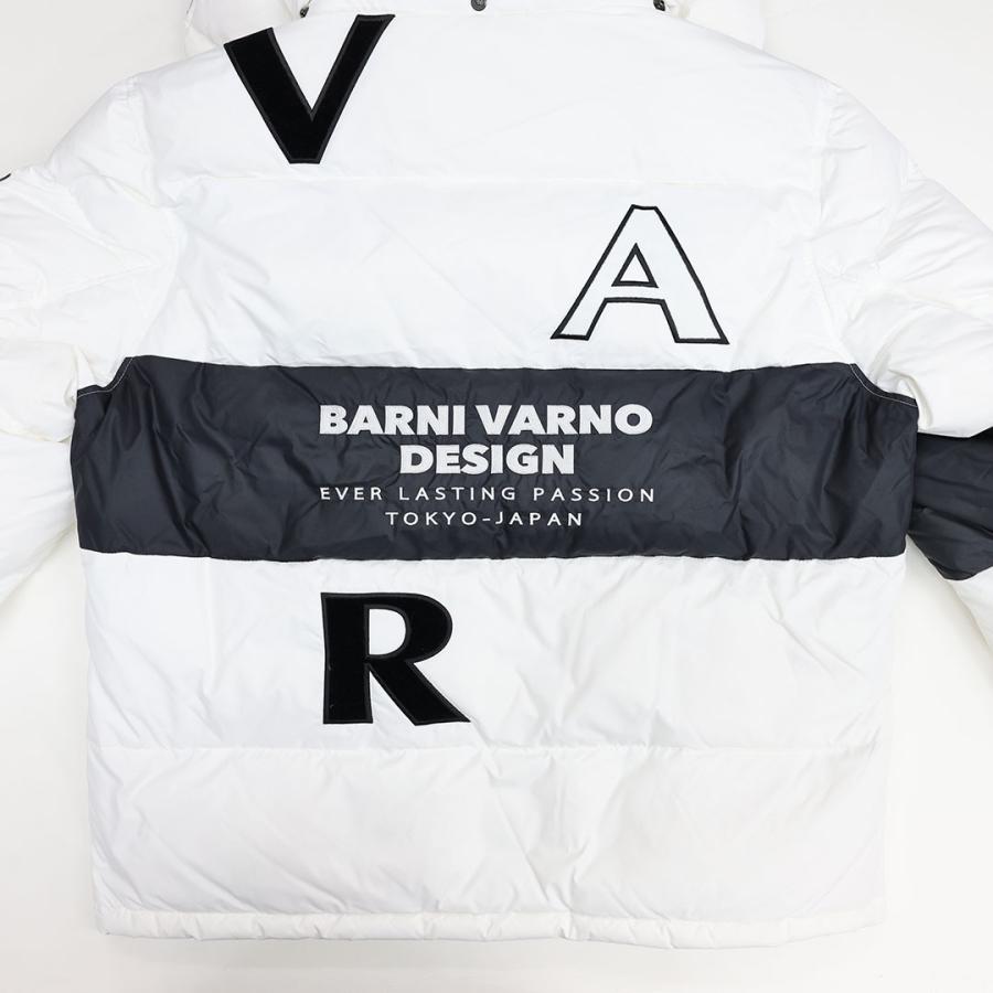 バーニヴァーノ BARNI VARNO ロゴ デザイン ダウンジャケット Lサイズ BAW-LDB4506 ホワイト ブラック ダウン ジャケット アウター 秋冬の画像