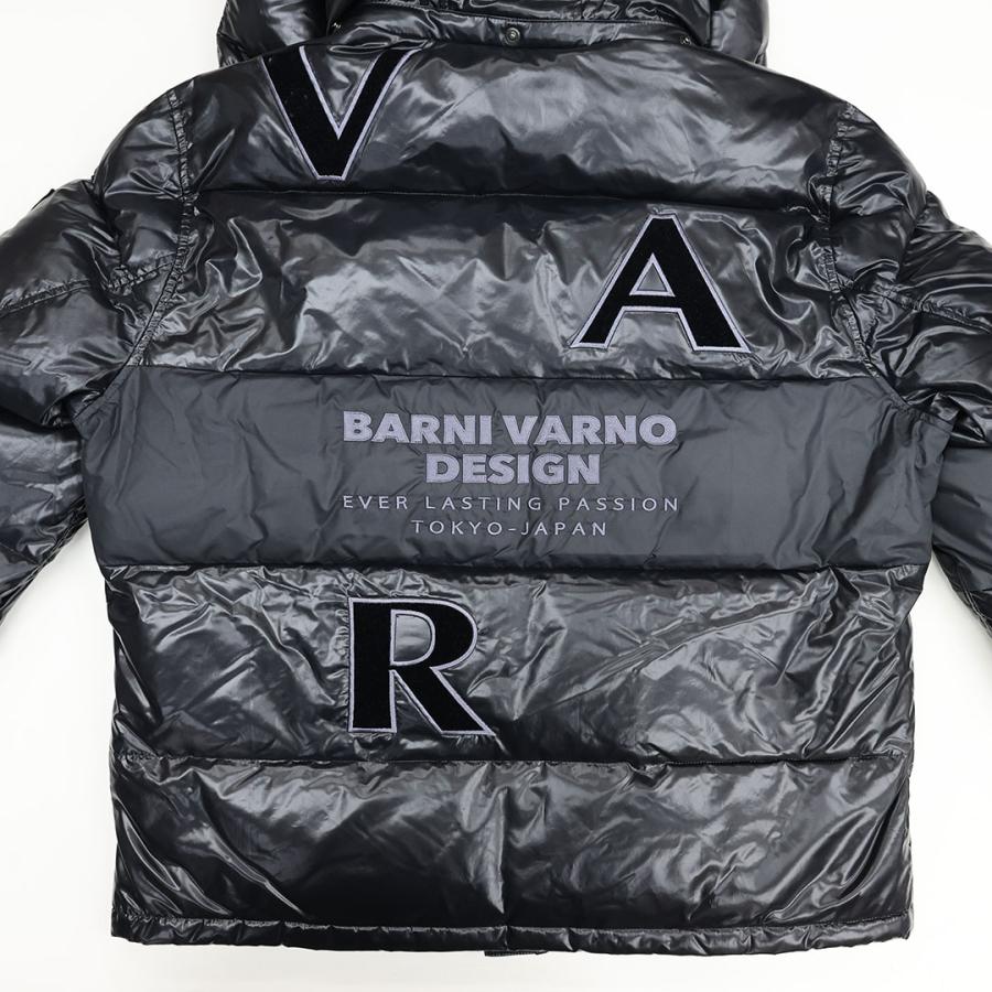 バーニヴァーノ BARNI VARNO ロゴ デザイン ダウンジャケット Lサイズ BAW-LDB4506 ホワイト ブラック ダウン ジャケット アウター 秋冬の画像