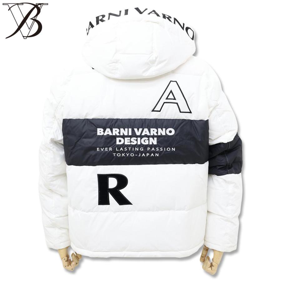 バーニヴァーノ BARNI VARNO ロゴ デザイン ダウンジャケット Lサイズ BAW-LDB4506 ホワイト ブラック ダウン ジャケット アウター 秋冬の画像