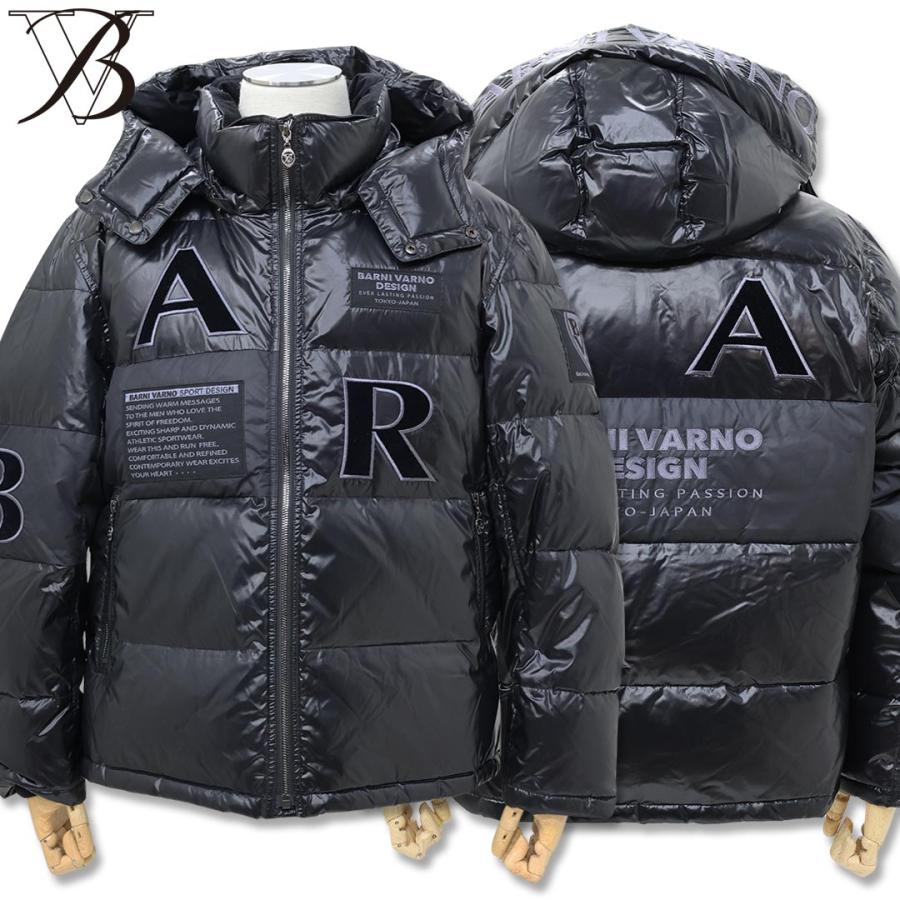 バーニヴァーノ BARNI VARNO ロゴ デザイン ダウンジャケット Lサイズ BAW-LDB4506 ホワイト ブラック ダウン ジャケット アウター 秋冬の画像
