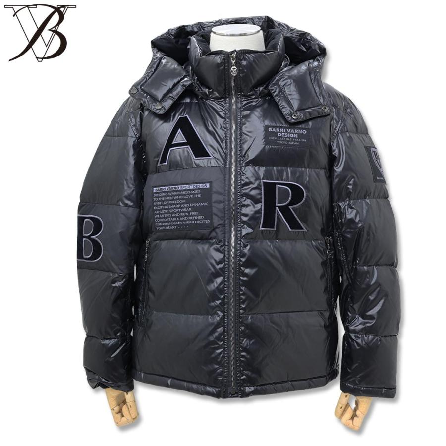 バーニヴァーノ BARNI VARNO ロゴ デザイン ダウンジャケット Lサイズ BAW-LDB4506 ホワイト ブラック ダウン ジャケット アウター 秋冬の画像