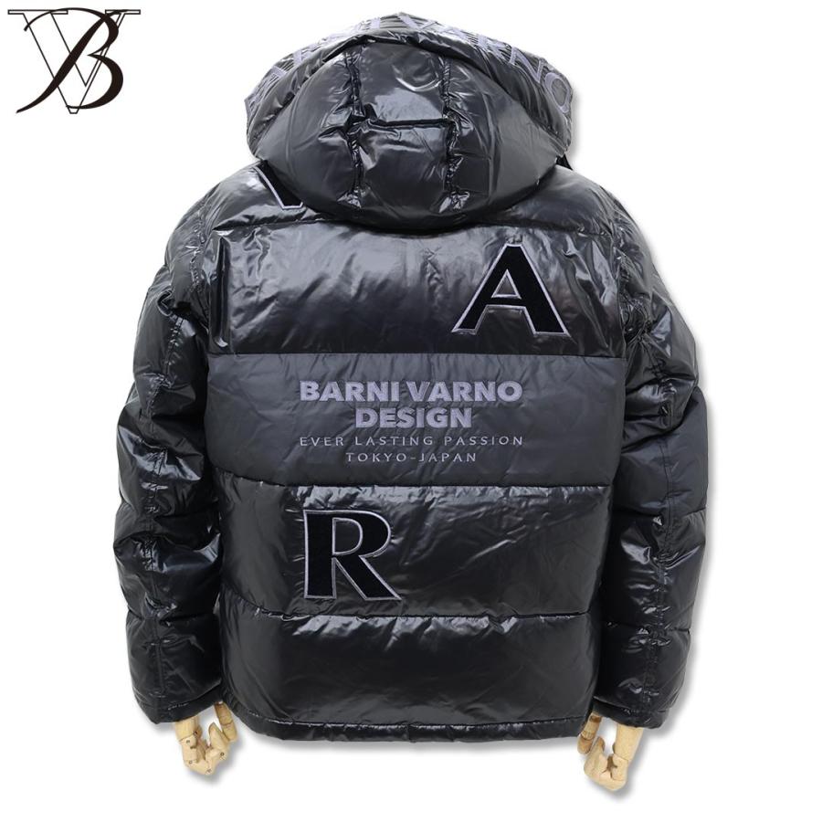 バーニヴァーノ BARNI VARNO ロゴ デザイン ダウンジャケット Lサイズ BAW-LDB4506 ホワイト ブラック ダウン ジャケット アウター 秋冬の画像