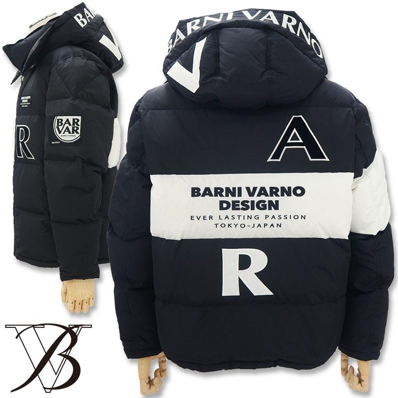 バーニヴァーノ ダウンジャケット Lサイズ BARNI VARNO  BAW-LDB4506 メンズ ブラック ホワイト 黒 白 秋冬の画像