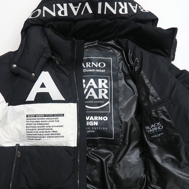 バーニヴァーノ ダウンジャケット Lサイズ BARNI VARNO  BAW-LDB4506 メンズ ブラック ホワイト 黒 白 秋冬の画像