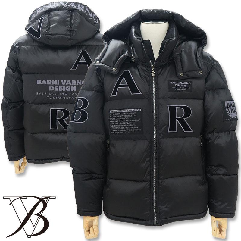 バーニヴァーノ ダウンジャケット Lサイズ BARNI VARNO  BAW-LDB4506 メンズ ブラック ホワイト 黒 白 秋冬の画像