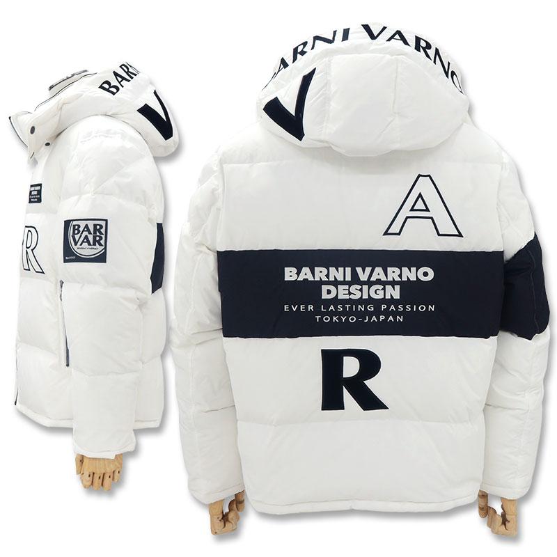 バーニヴァーノ ダウンジャケット Lサイズ BARNI VARNO  BAW-LDB4506 メンズ ブラック ホワイト 黒 白 秋冬の画像
