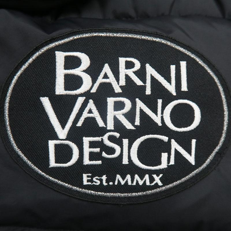 バーニヴァーノ ダウンジャケット ジップアップパーカー リバーシブル Lサイズ 黒/白文字 BAW-LDB4515 BARNI VARNO ブラックの画像