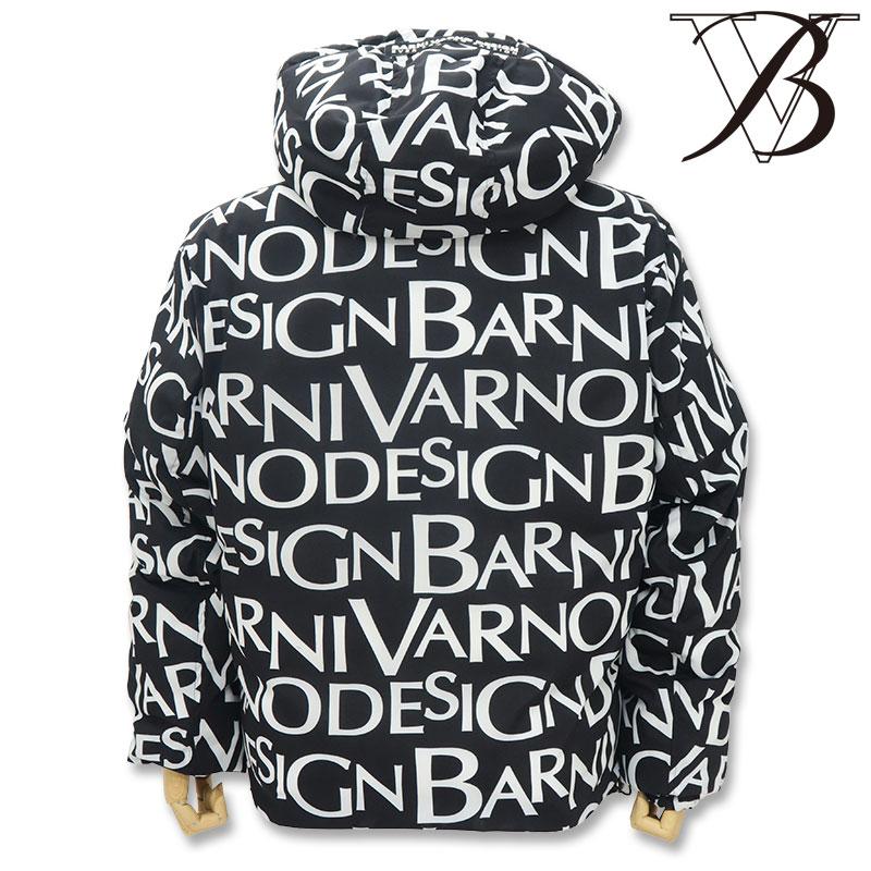 バーニヴァーノ ダウンジャケット ジップアップパーカー リバーシブル Lサイズ 黒/白文字 BAW-LDB4515 BARNI VARNO ブラックの画像