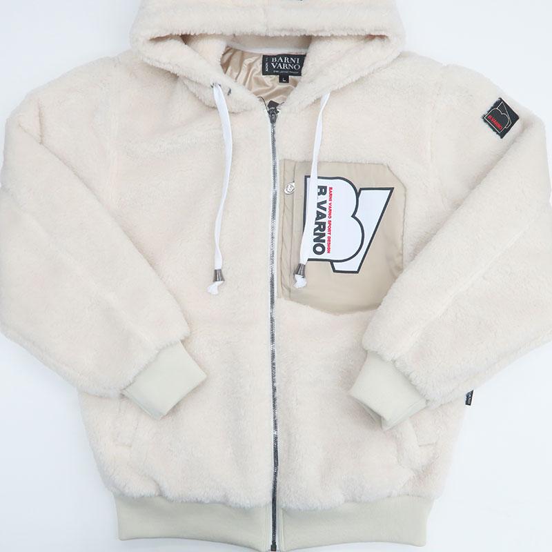 BARNI VARNO（バーニヴァーノ） BVロゴ AP刺しゅう ボアファー ジップ 
