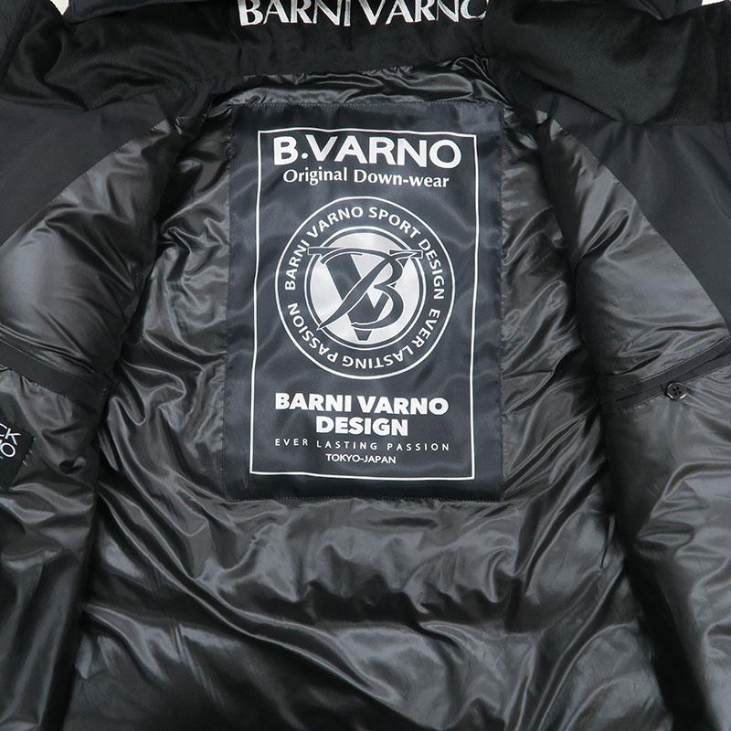 バーニヴァーノ ロゴAPレザー 刺しゅう ダウンベスト LLサイズ BAW-NDV5102-LL ホワイト ブラック  BARNI VARNO 24AWの画像