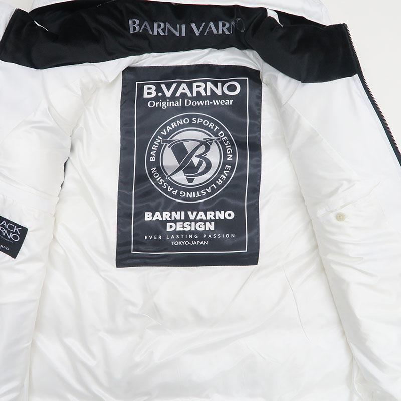 バーニヴァーノ ロゴAPレザー 刺しゅう ダウンベスト LLサイズ BAW-NDV5102-LL ホワイト ブラック  BARNI VARNO 24AWの画像