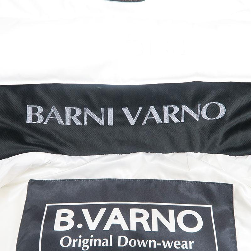 バーニヴァーノ ロゴAPレザー 刺しゅう ダウンベスト LLサイズ BAW-NDV5102-LL ホワイト ブラック  BARNI VARNO 24AWの画像