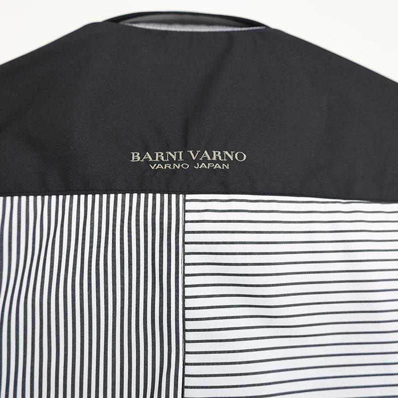 バーニヴァーノ 胸ロゴ 刺しゅう 背配色 切替 カウント ポプリン 半袖 シャツ Lサイズ BARNI VARNO BSS-OHS5263 春夏 25SSの画像