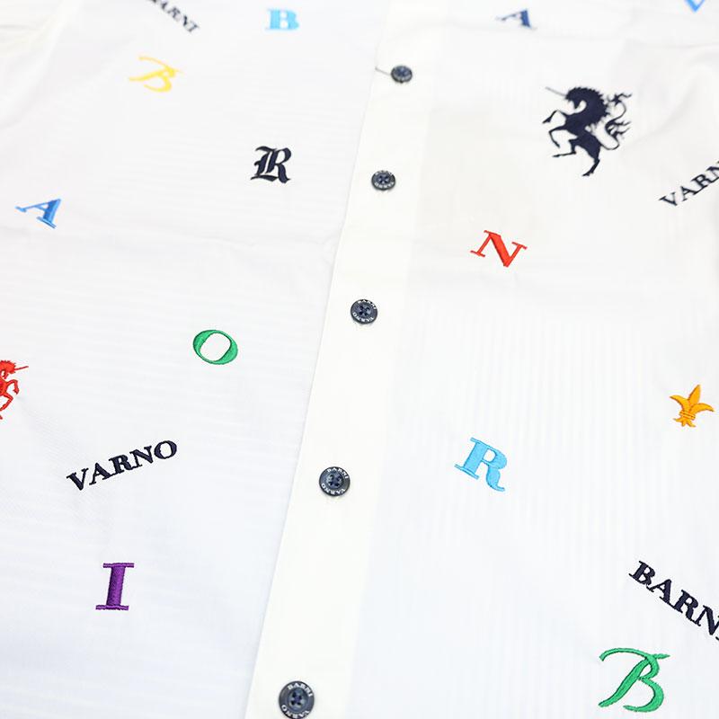 バーニヴァーノ 胸ロゴ 刺しゅう 背配色 切替 カウント ポプリン 半袖 シャツ Lサイズ BARNI VARNO BSS-OHS5263 春夏 25SSの画像