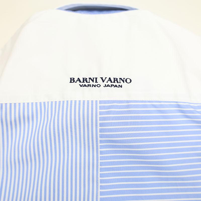 バーニヴァーノ 胸ロゴ 刺しゅう 背配色 切替 カウント ポプリン 半袖 シャツ Lサイズ BARNI VARNO BSS-OHS5263 春夏 25SSの画像