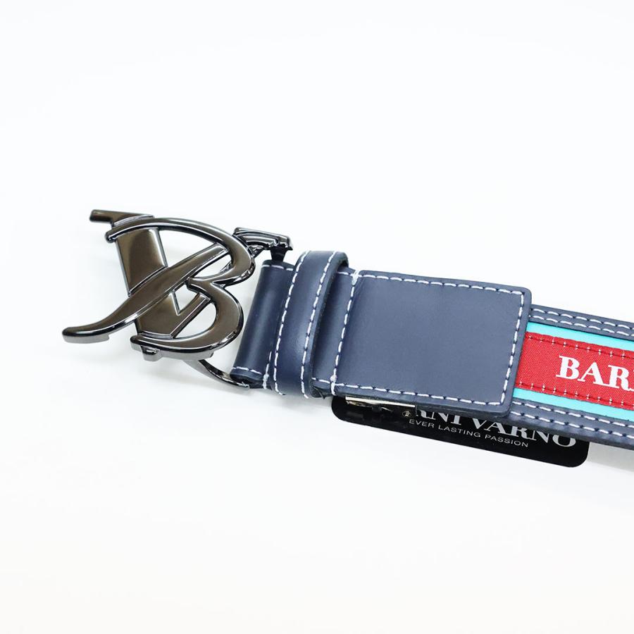 BARNI VARNO（バーニヴァーノ） 本革 ロゴ テープ 配色 切替 ベルト