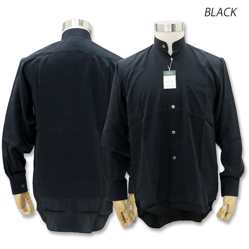 スタンドカラー長袖シャツ C6021 ブラック/ブルー/ライトピンク/ライト