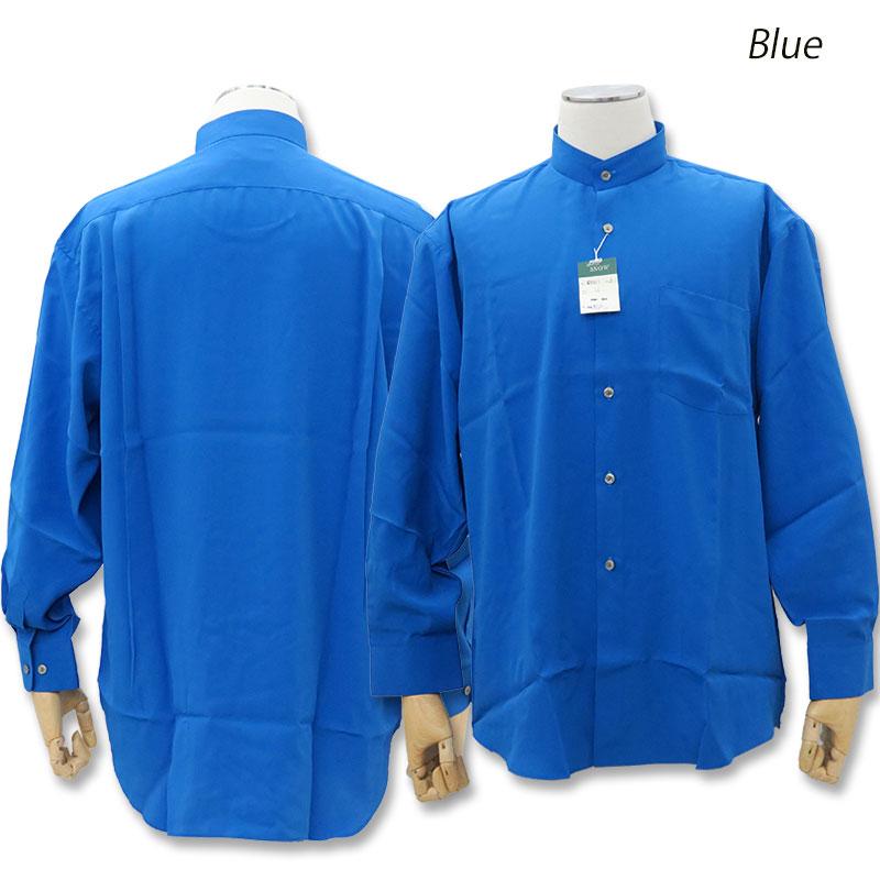 スタンドカラー長袖シャツ C6021 ブラック/ブルー/ライトピンク/ライト