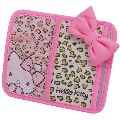 車用 ハローキティ サンバイザーポケット ピンクヒョウ柄 KT452 : WAO