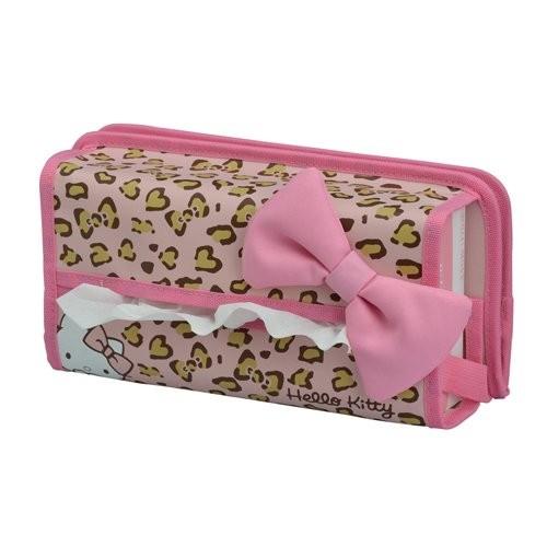 車用 ハローキティ ソフトリアトレイ ピンクヒョウ柄 KT453 : WAO