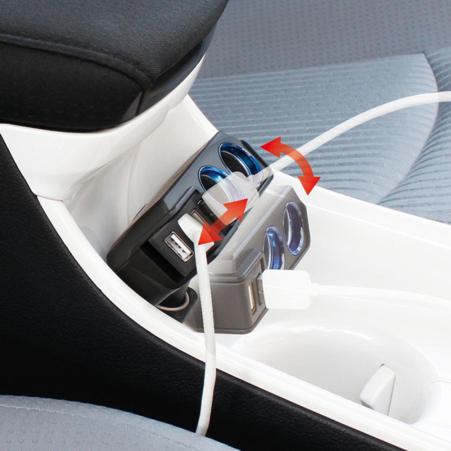 ヤック PF342 アングル USBソケット | シガーソケット 2口 ソケット