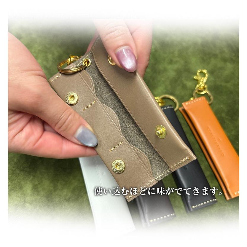 【本革】小銭入れ ミニポーチ レザー ロボット キーホルダー ハンドメイド 本革スリムコインケース | ブラック ホワイト ブラックグレー