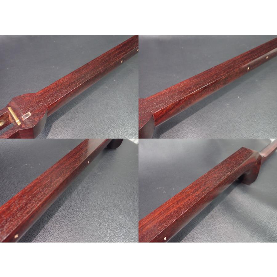 民謡 高級 三味線 92cm 短棹 紅木 中細棹26.5mm 金細 2段溝