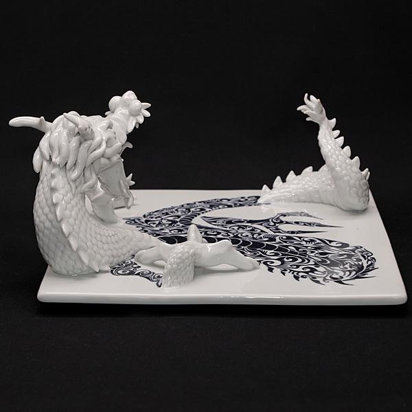 1/5 a 常滑焼陶器製ドラゴン風水アイテム