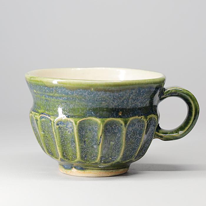 マグカップ 緑 コーヒーカップ コップ 陶器 手作り 風泥舎 fudeisha