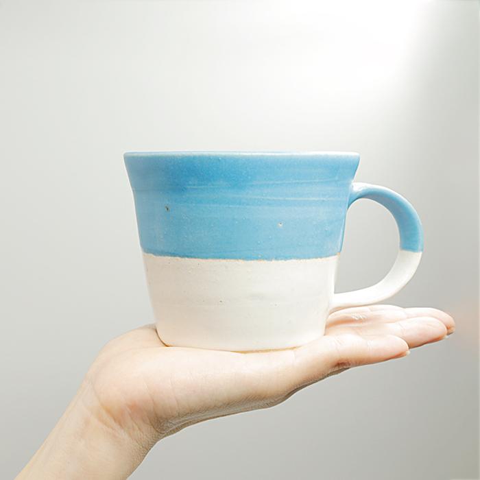 マグカップ 青と白 コーヒーカップ コップ バイカラー ツートーン
