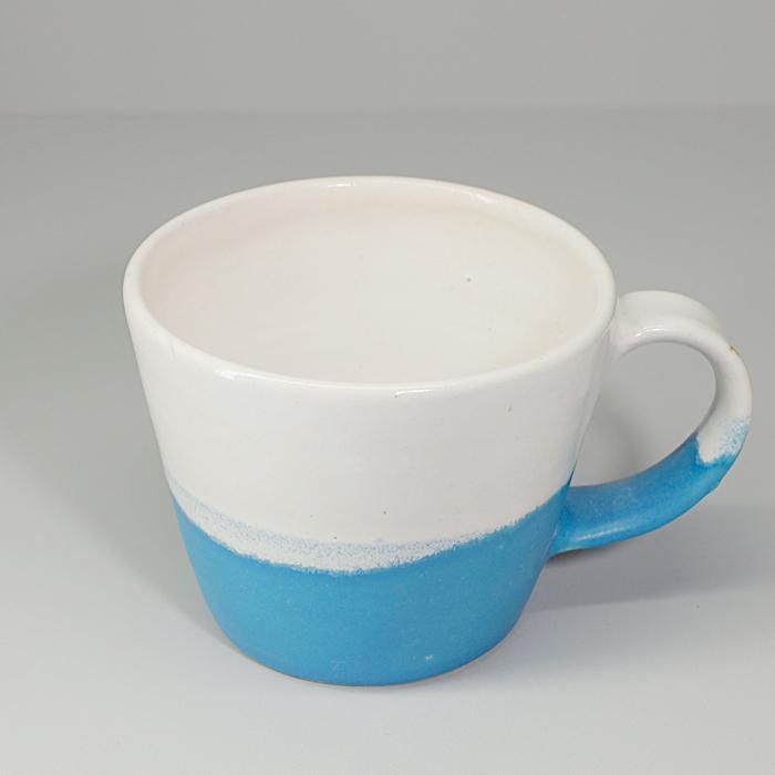 おしゃれ マグカップ 白と青 コーヒーカップ コップ バイカラー