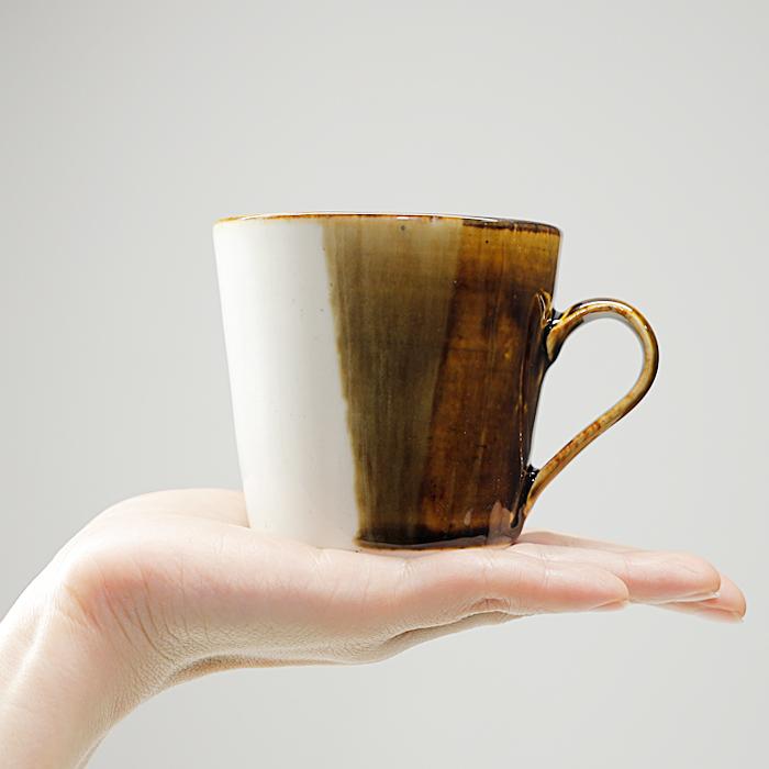 未使用】京焼き☆珈琲カップ☆マグカップ☆手ひねり取手☆手描き☆葡萄