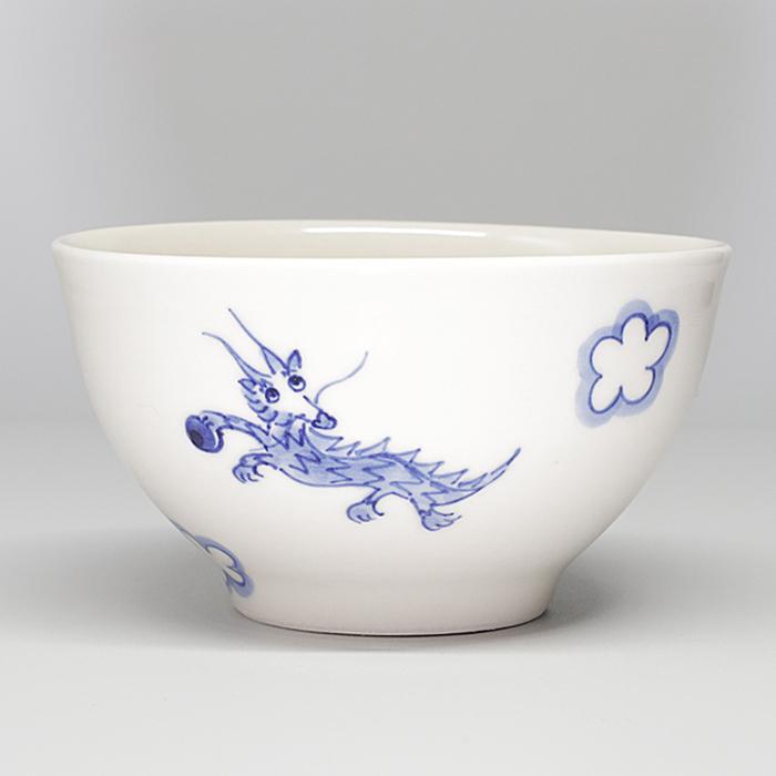 砥部焼 辰 茶碗 干支 龍 竜 飯椀 陶器 手作り tsuneoka ceramics 愛媛