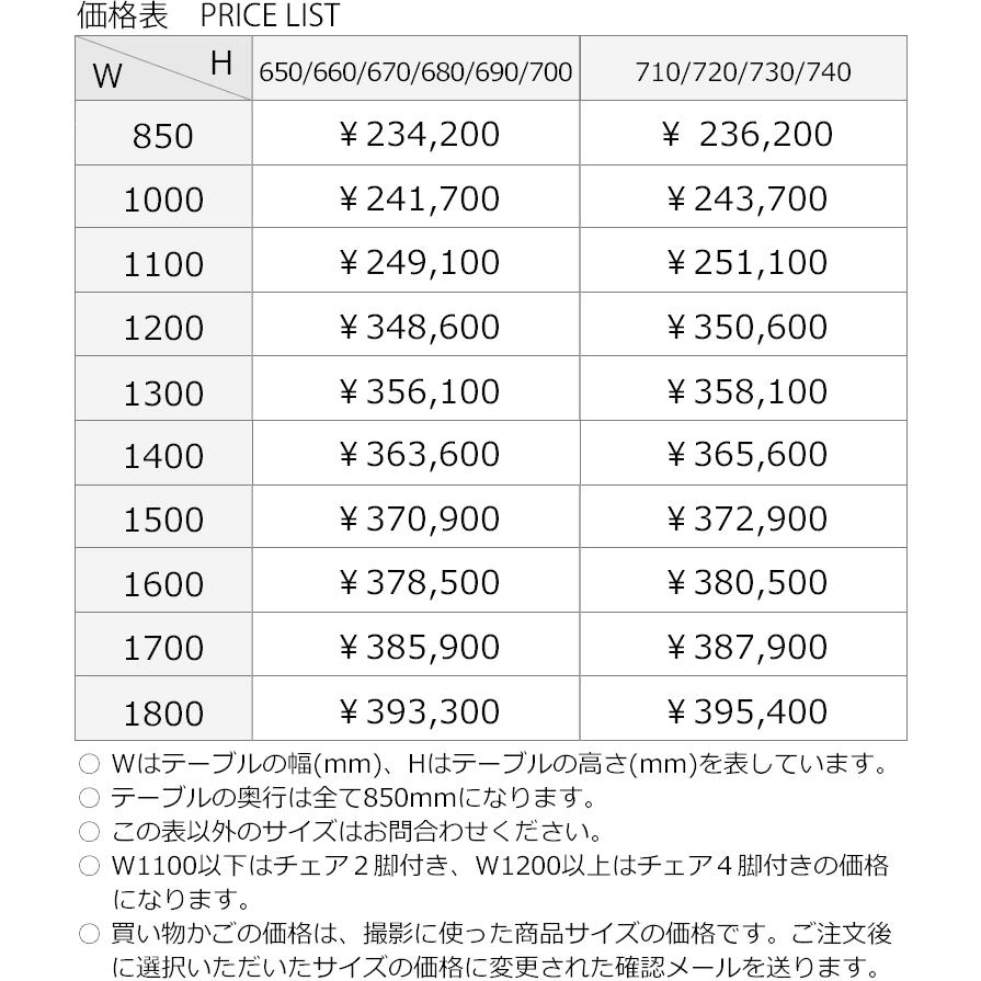 ダイニングセット FUZOROI-ho 幅85cm〜180cm 高さ65cm〜74cm ホワイトオーク材 無垢材 日本製 WAプラスの画像